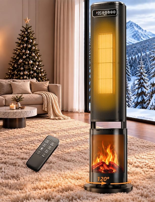 Uthfy 33'' Space Heaters for Indoor Use, 1500W Electric Heaters, 3D Flame — convector space heater for convector space