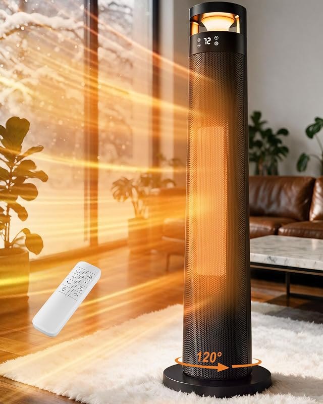Uthfy 34'' Space Heaters for Indoor Use, 1500W Electric Heaters, 24H Timer — tower space heater for tower space heater