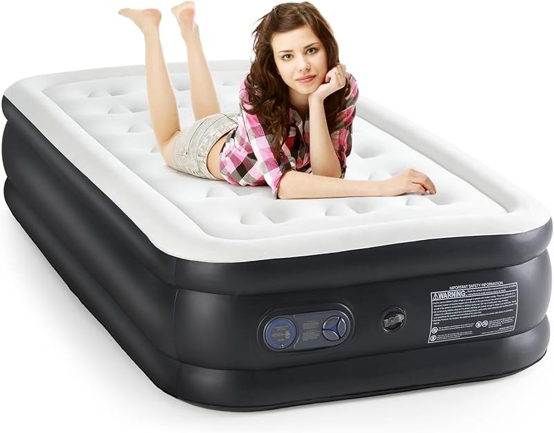 OLIXIS Weight Capacity 660 lbs Air Bed, Double Height, Non-Slip Bottom Design, Twin Air Mattress - 18" Inflatable Blow