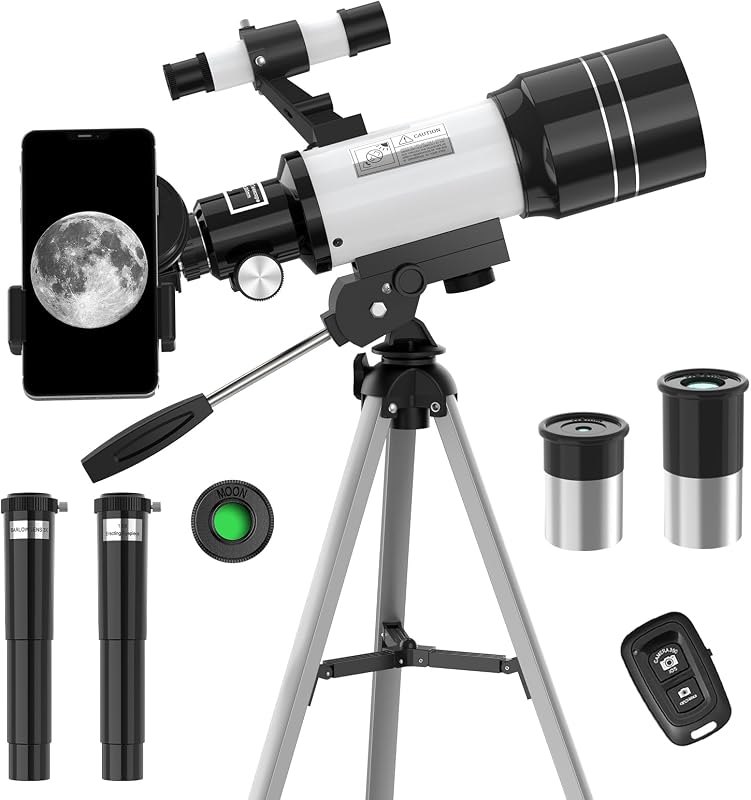 Telescope for Adults & Kids, 70MM Aperture FMC Optics Telescopes for Astronomy Beginners, 300MM Refractor Telescope