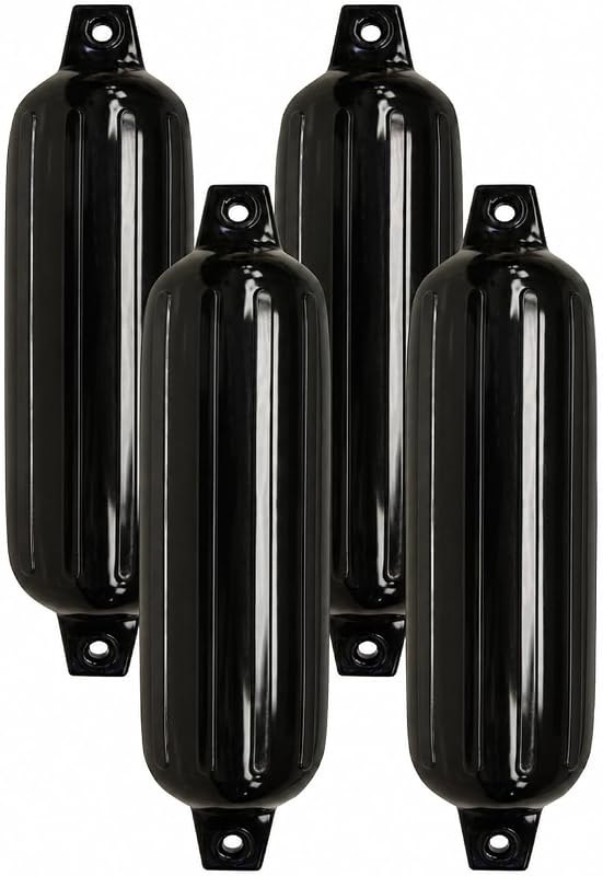 TaylorMade Boat Fender 4-Pack, Marine-Grade Vinyl, Ribbed Twin-Eye Design