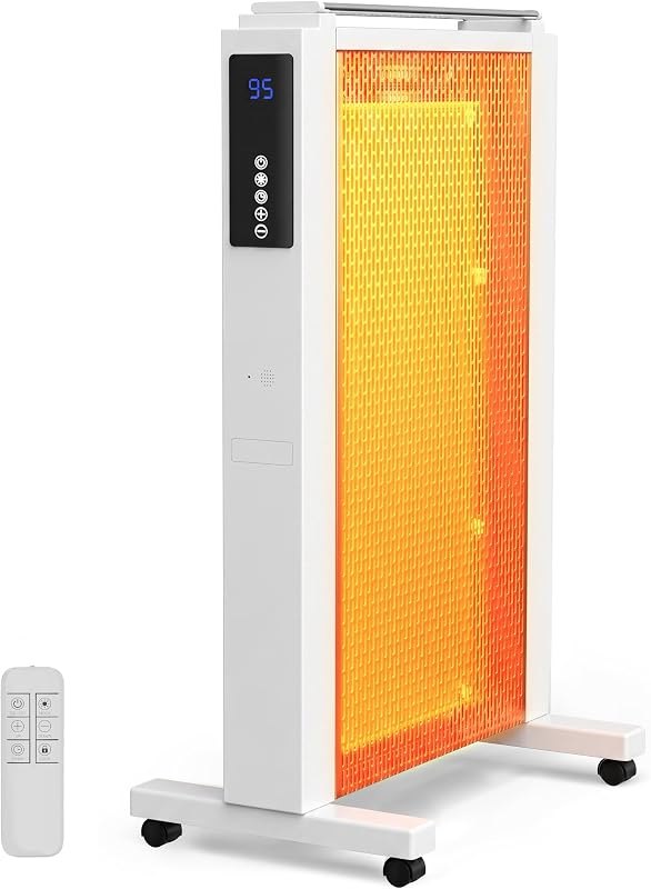 AKIRES Electric Mica Infrared Space Heater Indoor Use,1500W Large Room Heater with Smart Thermostat,Overheat &