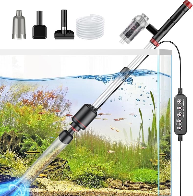 24W Aquarium Vacuum Gravel Cleaner: 8 in 1 Electric Fish Tank Cleaner — aquarium gravel vacuum for aquarium gravel