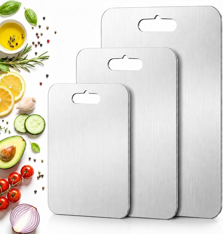 Titanium Cutting Board Set of 3,Pure Titanium Cutting Boards for Kitchen — wooden heart cutting board for wooden heart