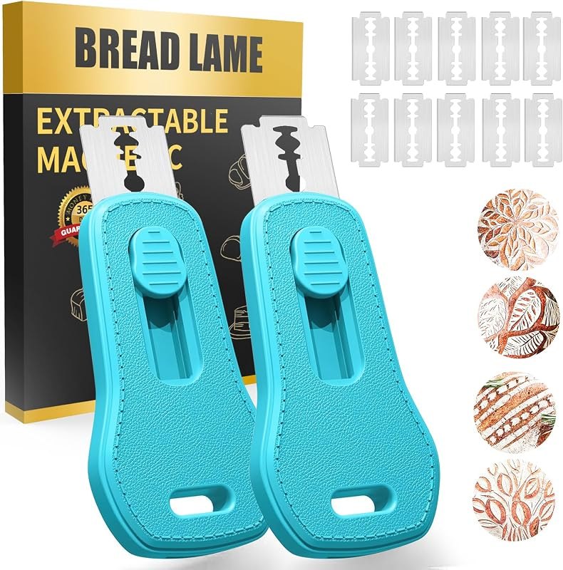 Bread Lame Sourdough Scoring Tool, Extractable & Magnetic Scorer for Sourdough, Double-Sided 304 Steel Bread Razor for