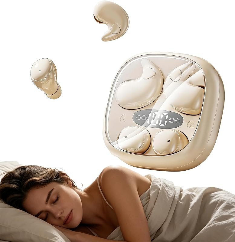 Flat Sleep Earbuds for Side Sleepers, Invisible Mini Earbuds for Small Ear Canals, Bluetooth 5.4, 66H Battery, Noise