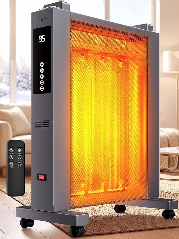 MEPTY Space Heater, 1500w Heaters for Indoor Use Large Room, Convection Mica Heater with Remote, 12H Timer, ECO Mode