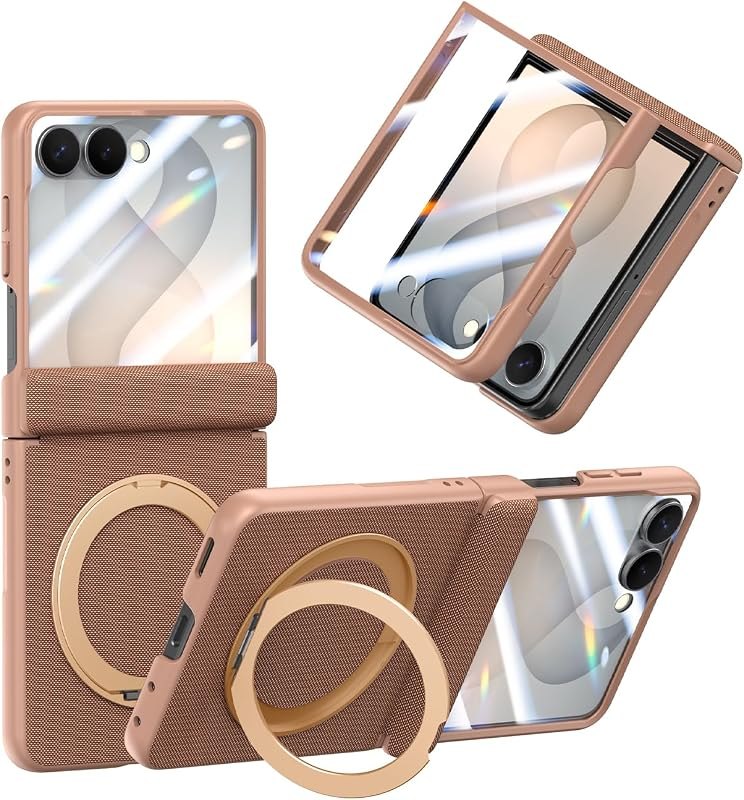 For Samsung Galaxy Z Flip 8 Case Slim Tech Woven Texture with Stand — case for samsung galaxy flip case