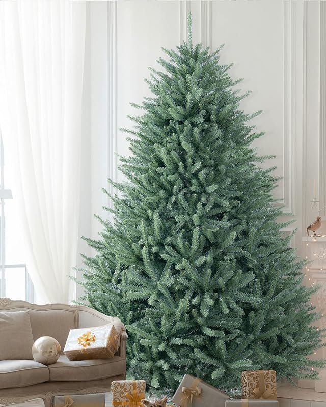 Premium Hinged Artificial Blue Spruce Christmas Tree 7.5FT, Full Unlit Xmas Tree 7.5 Feet No Lights, Non Pre-lit for