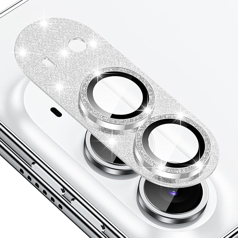 for iPhone Duo Camera Lens Protector(Silver Glitter)