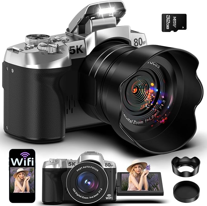 5K Digital Cameras for Photography 80MP WiFi UHD Autofocus Vlogging Camera — cameras digital camera for cameras