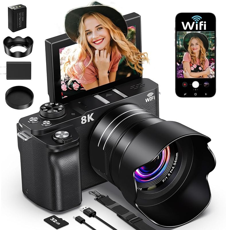 8K Digital Camera, 88MP WiFi Cameras for Photography, 3" 180° Flip Screen — cameras digital camera for cameras digital