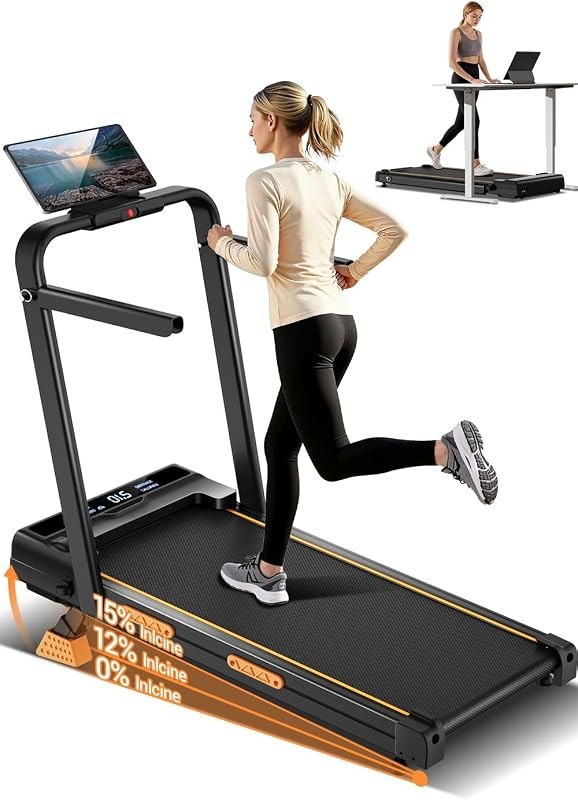 Walking Pad Treadmill with 15% Incline & Handle Bar, Treadmills for Home — best non folding treadmill for non folding