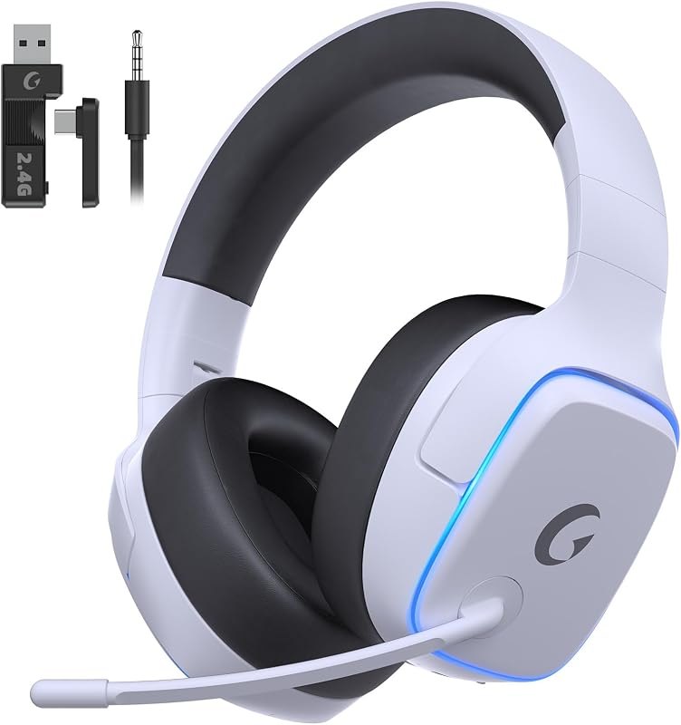 2.4GHz Wireless Gaming Headsets for PS5, PS4, PC, Switch, White — PlayStation Wireless Headset for playstation