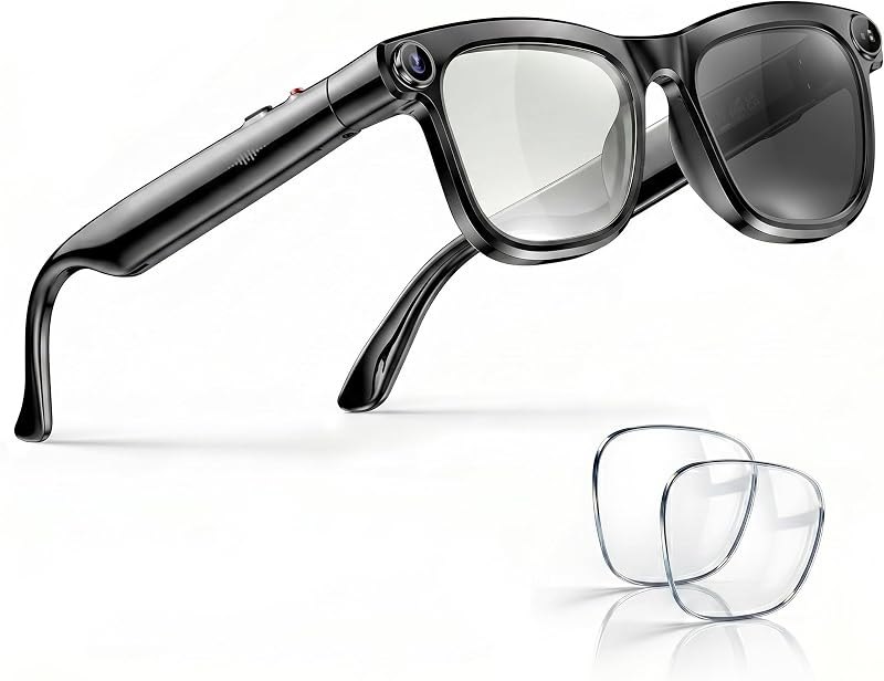 AI Smart Glasses with 4K EIS POV Camera, Photo Capture/Video Recording, AI Assistant/Object Recognition, Real-Time