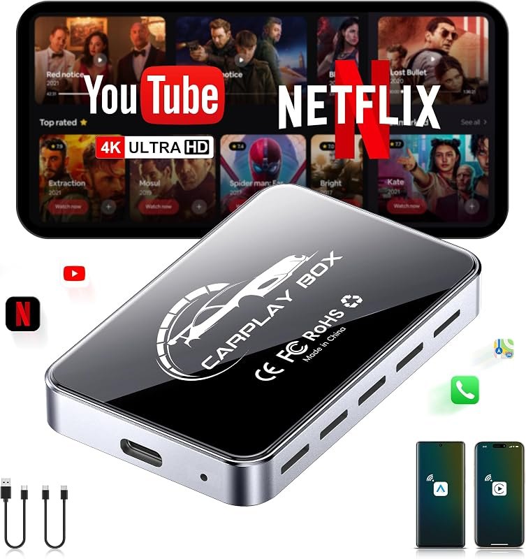 AI Box CarPlay, 3-in-1 Wireless CarPlay Adapter Android Auto OEM Wired Cars — CarPlay adapter for Acura for carplay
