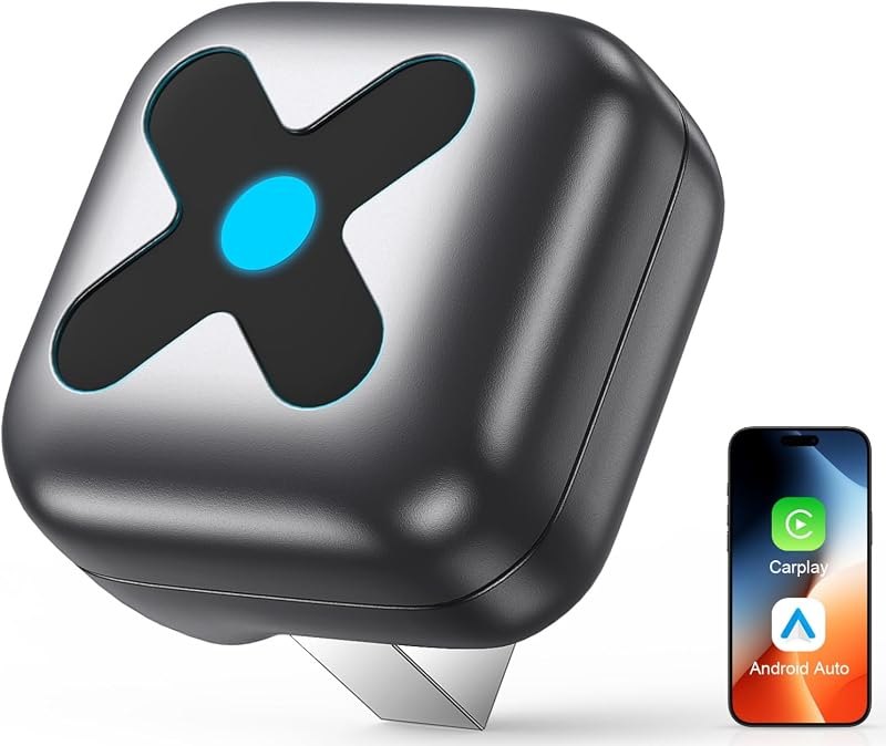 Wireless CarPlay Adapter for iPhone＆Android Auto, A9 chip & 2s Fast Auto-Connect, No Delay, Ultra Mini, 5.8GHz WiFi
