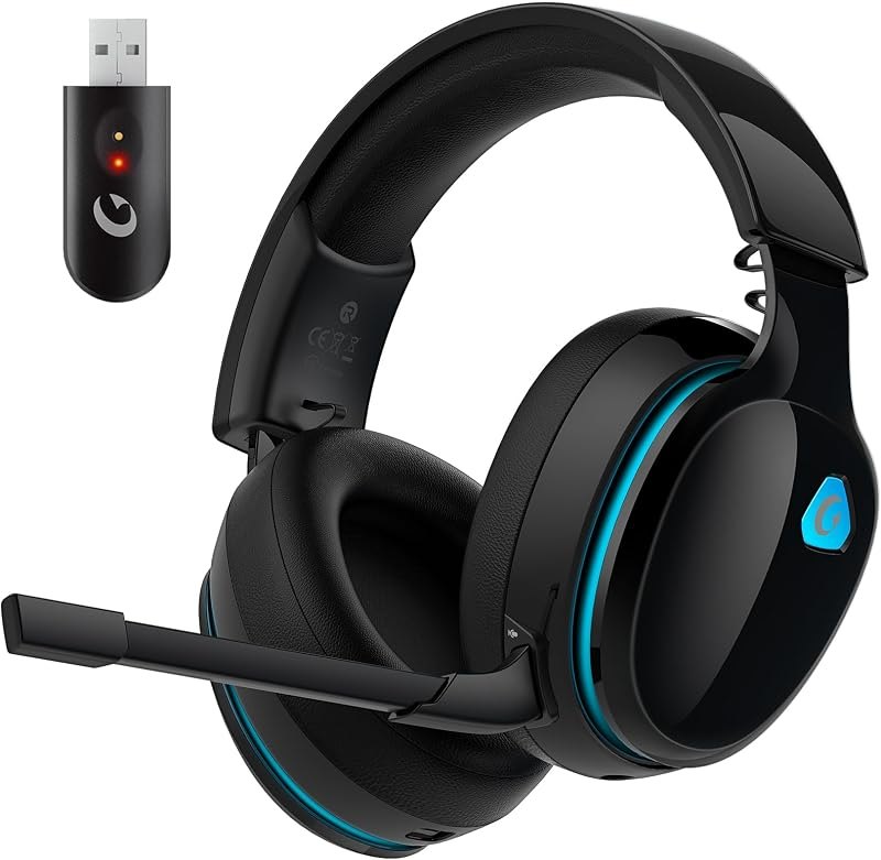AOC 2.4GHz Wireless Gaming Headset for PS5, PS4, PC, Switch, 45Hr, Black — open back gaming headset for open back
