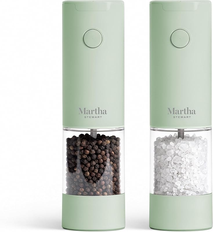 Martha Stewart Electric Salt & Pepper Mill Set, Adjustable Coarseness — electric donna mills for electric donna mills