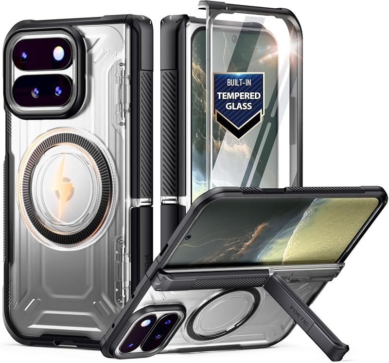 Poetic Rugged Case for Google Pixel 11 Pro Fold, MagSafe Full-Body Protective Cover with Built-in Kickstand & Tempered