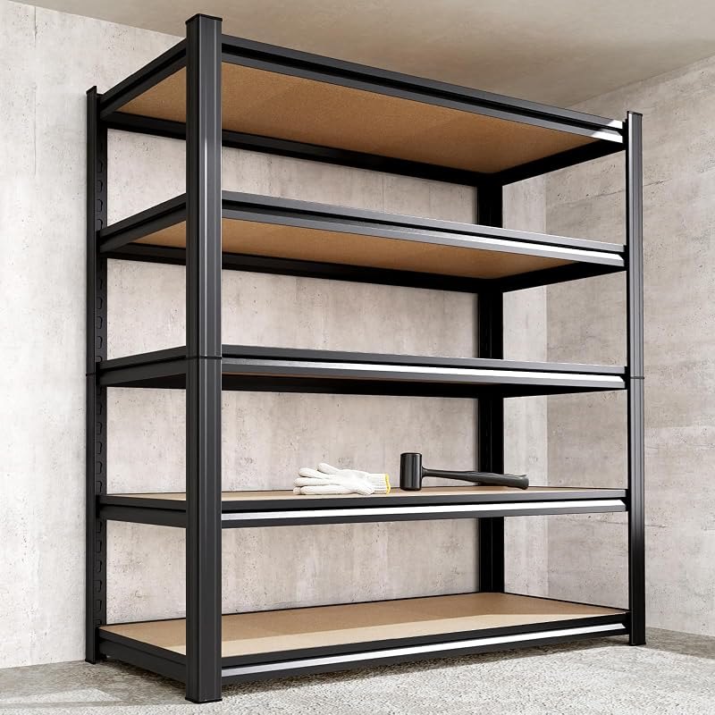 5-Tier Garage Shelving Heavy Duty Storage Shelves, Adjustable Shelving Unit, Utility Garage Organizer Shelf for