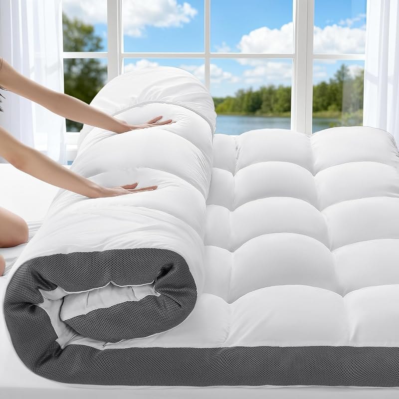 4 Inch Memory Foam Mattress Topper, Cooling Extra Thick 2000 GSM Pillow Top Mattress Pad for Back Pain Relief,Soft