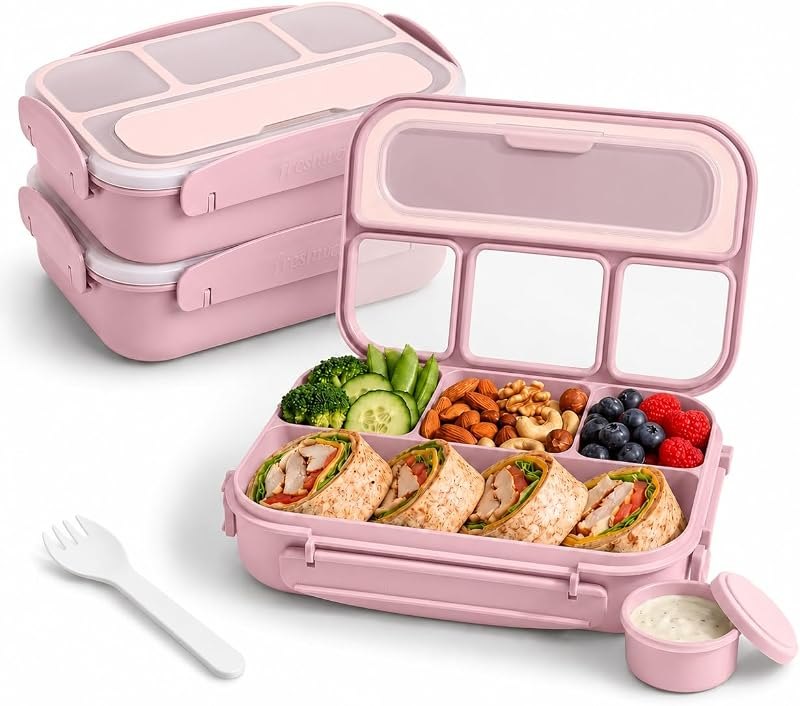 Freshware Bento Box Adult Lunch Box, 4 Compartment Meal Prep Containers — bento meal prep box for bento meal prep box
