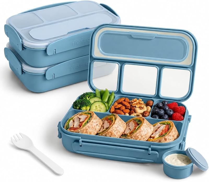 Freshware Bento Box Adult Lunch Box, 4 Compartment Meal Prep Containers — meal bento prep box for meal bento prep box