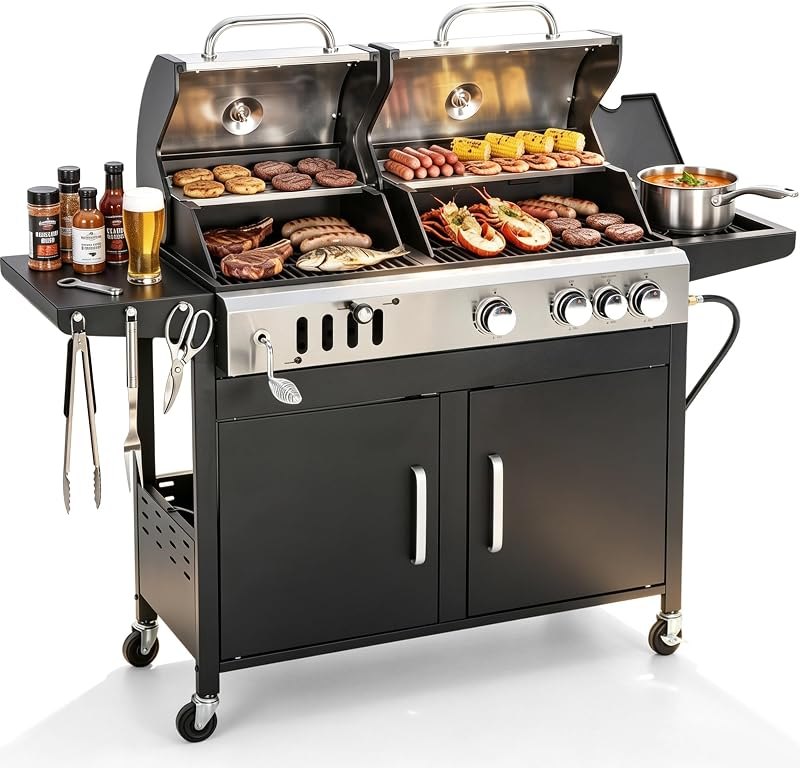 Captiva Designs Charcoal and Gas Grill Combo,690 SQIN Dual Fuel Propane BBQ — best bbq grill grate for bbq grill grate
