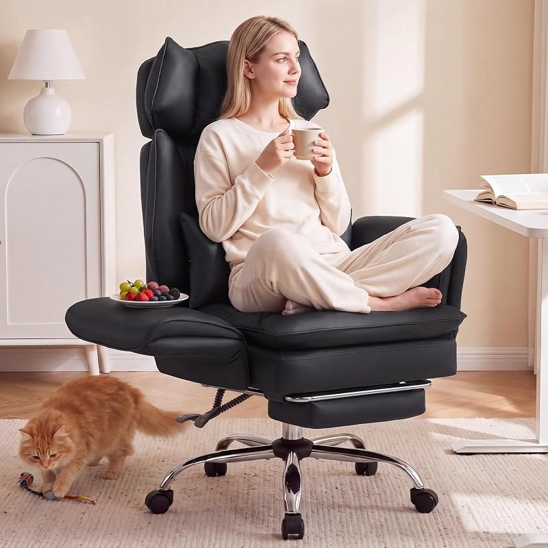 Criss Cross Office Chair with Flip‑Up Armrests & Footrest, Big and Tall Ergonomic Computer Desk Chair with Wheels
