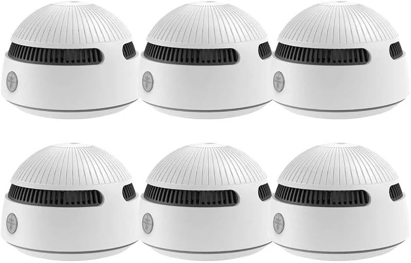 Smart Home Safety Detector 6‑Pack, 10‑Year Industrial Lithium Battery Monitoring System — Smoke Detector Alarm for