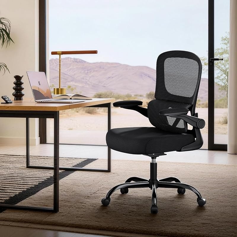Ergonomic Office Chair, 400 lb Home Desk Chair with Footrest Black Ergonomic Desk Chair for Home Office, Gaming Room