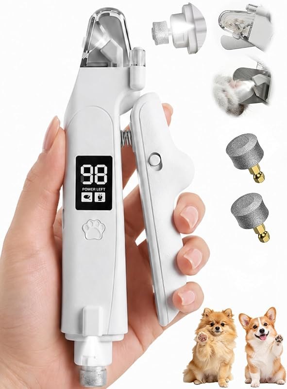 Dog Nail Clippers with Light, Dog Cat 2-in-1 Nail Clipper & Grinder Trimmer — pets nail grinder for pets nail grinder