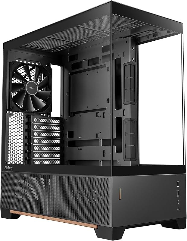 Antec C6 Wood Mid-Tower Case, Three-Sided Tempered Glass, High Airflow, 3 PWM Fans Included, Support 360mm Radiator &
