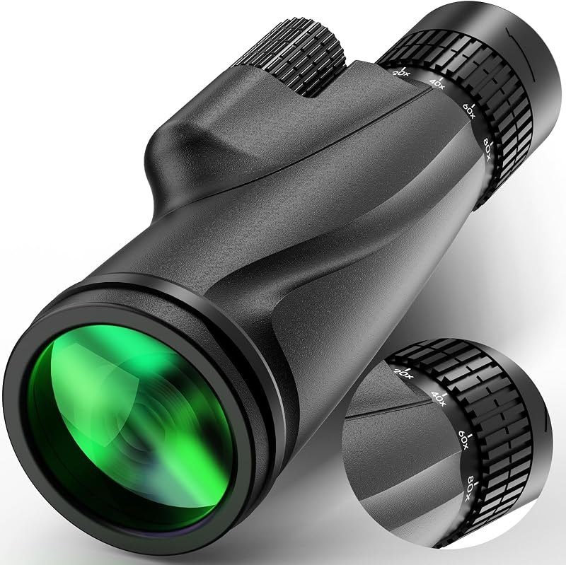 Monocular Telescope 80x100 HD High Power Monoculars for Adults High Powered with Smartphone Adapter for Bird Watching