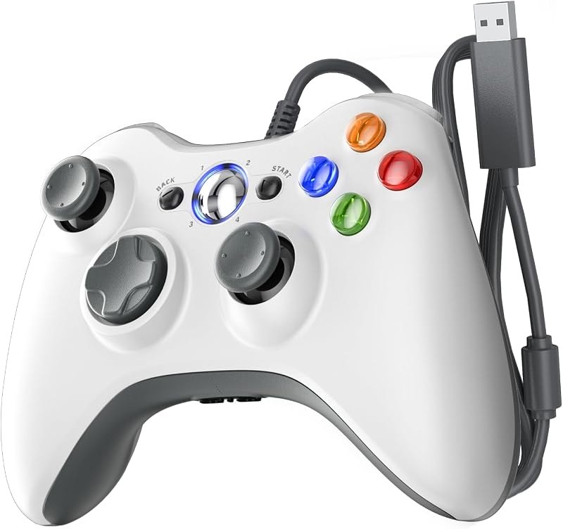 Xexvyrin Wired Controller for X-box 360, PC Controller Compatible with X-box 360/PC, Double Shock, 2.5mm Audio Jack —