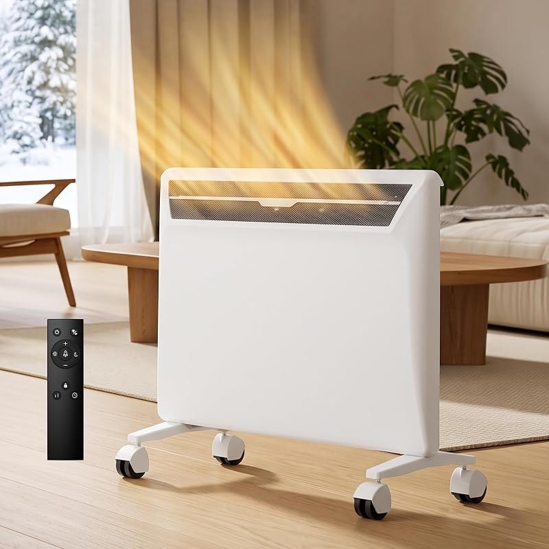 Convection Space Heater Large Room, 1500W Electric Heaters for Indoor Use with Thermostat, Remote, Stand/Wall Mount