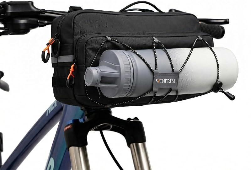 Bike Handlebar Bag, 5L Large Capacity Bicycle Front Bag, Water Resistant Bike Bag with Reflective Straps & Shoulder