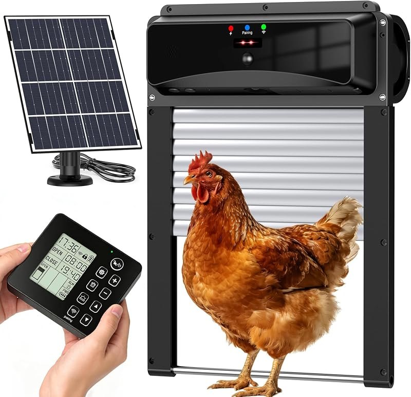 Automatic Chicken Coop Door Solar Powered with LCD Remote Control, Timer — electric chicken coop door for electric