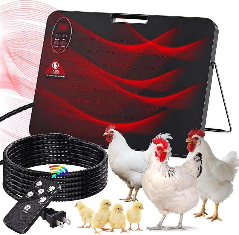 200W Chicken Coop Heater, Radiant Heat Panel with Thermostat — best chicken coop predator proof for chicken coop