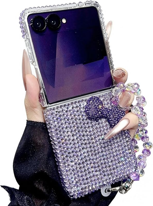 for Samsung Galaxy Z Flip 8 Bling Case Glitter Cute 3D Cartoon Phone,Purple — Galaxy Z Flip 8 strap for galaxy flip