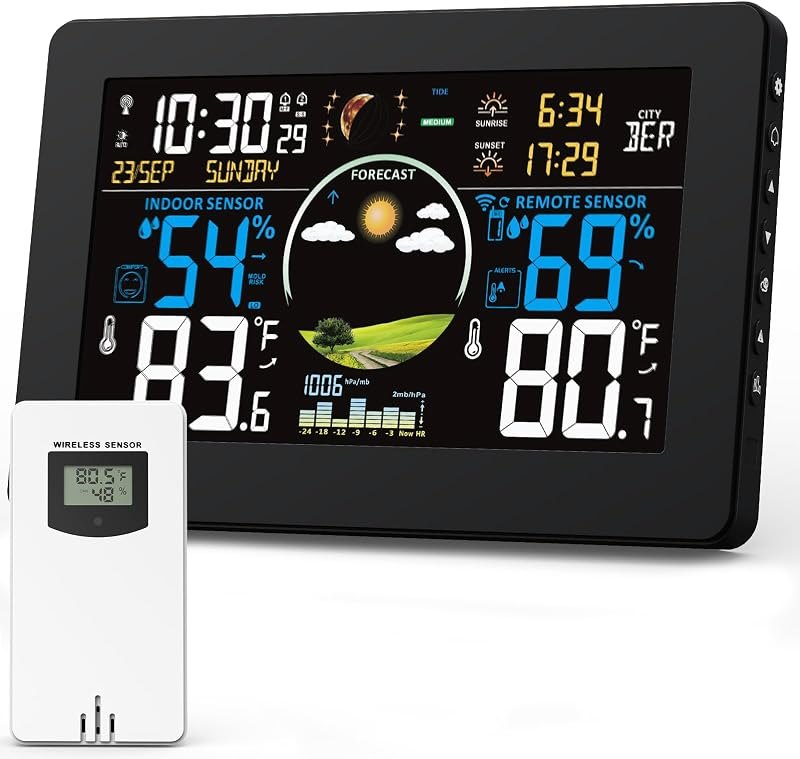 Weather Station Indoor Outdoor Digital with Remote Sensor — Portable Weather Station for portable weather station