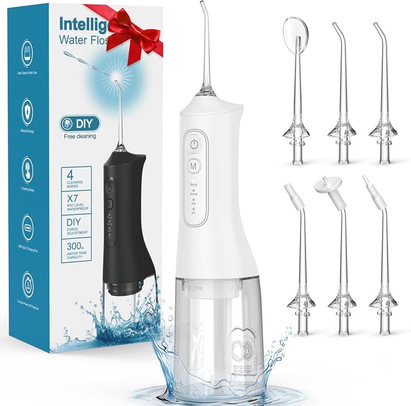 Water Flosser Rechargeable Cordless Portable Oral Irrigator, White — water flosser with pressure for water flosser