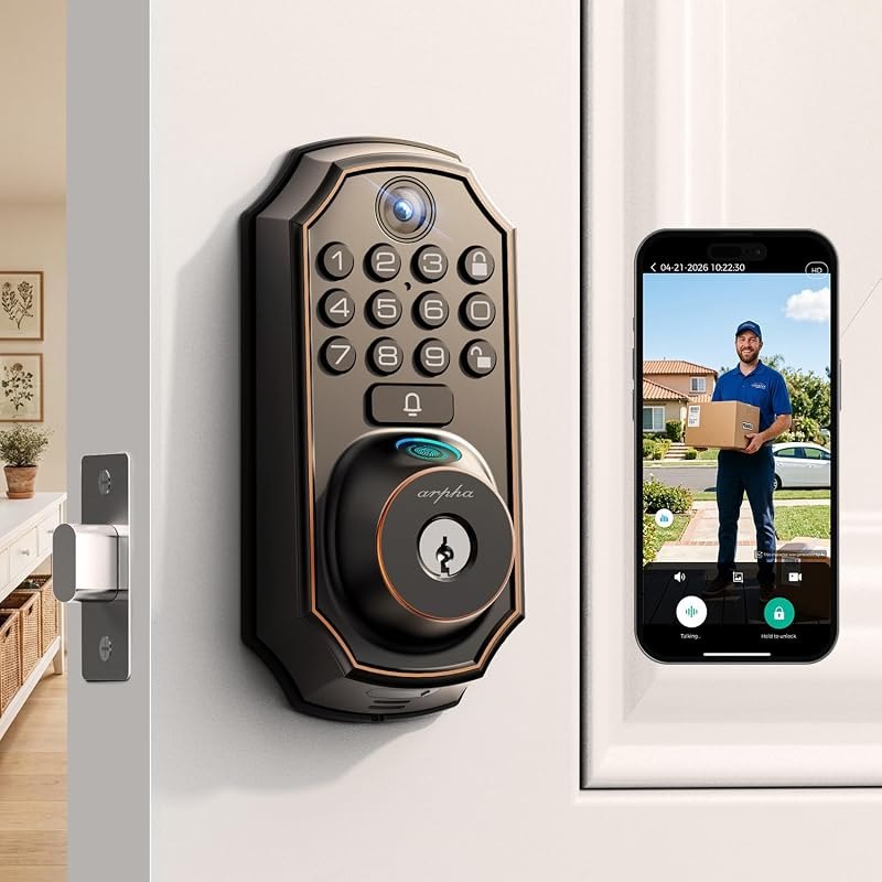 WiFi Video Smart Lock, 5-in-1 Keyless Entry for Front Door — smart lock for french doors for smart lock french doors