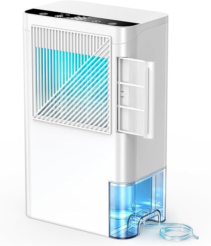 Dehumidifiers for Home, 2000 Sq.Ft Small Dehumidifier with Drain Hose/2.5L Tank, Portable Dehumidifier with Auto Shut