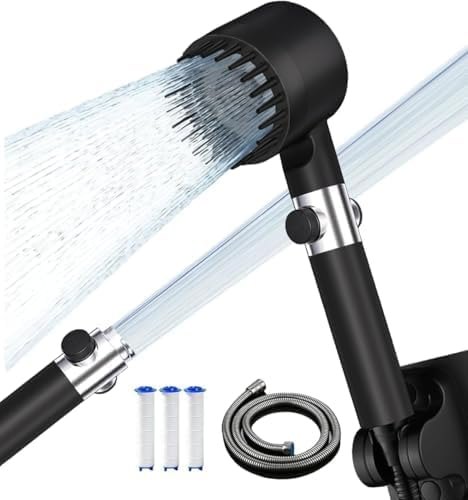 Ion Shower Head, Drops Shower Head High Pressure, Showerhead with Handheld and 3 Filters, 4 Spray Modes & Pause