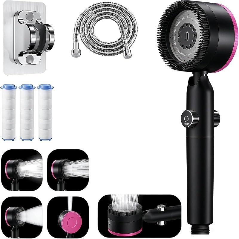 High Pressure Filtered Shower Head-Handheld Showerhead Drops Combo for Hard Water — shower head water filter for