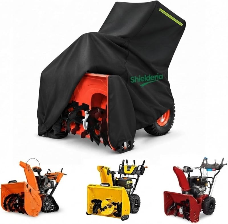 Snow Blower Cover, 600D Heavy Duty Waterproof with Padded Lining, Universal Snow Thrower Cover for Single & Two Stage