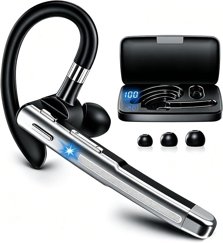 Bluetooth Headset, 100Hrs Bluetooth 6.1 Earpiece, HD Audio, Mute Button — Noise Cancelling Headset for noise