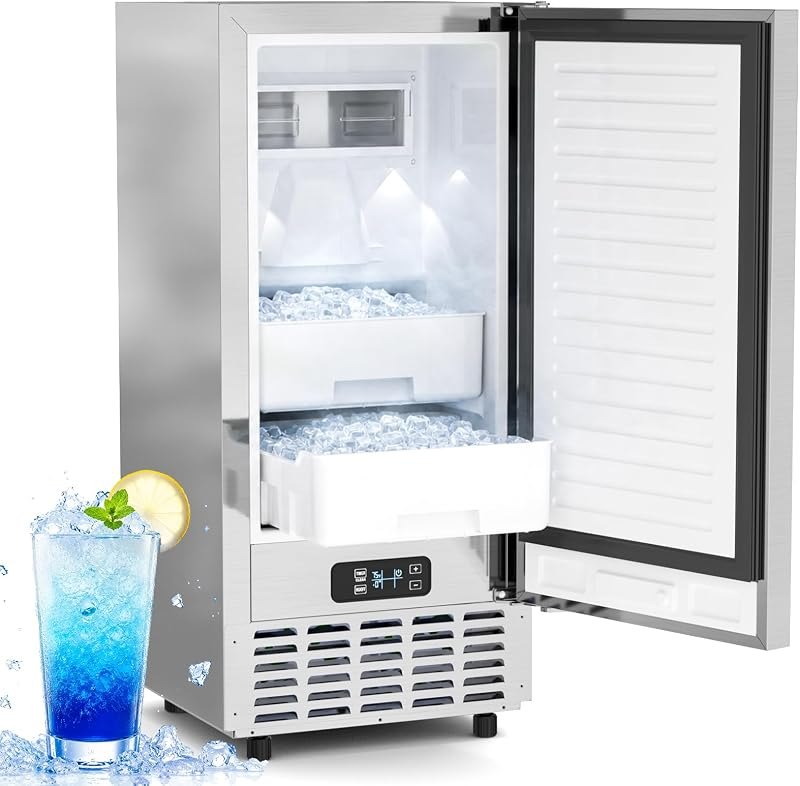 Mojgar Under Counter Nugget Ice Maker, 80 Lbs/24H, Drain Pump Included